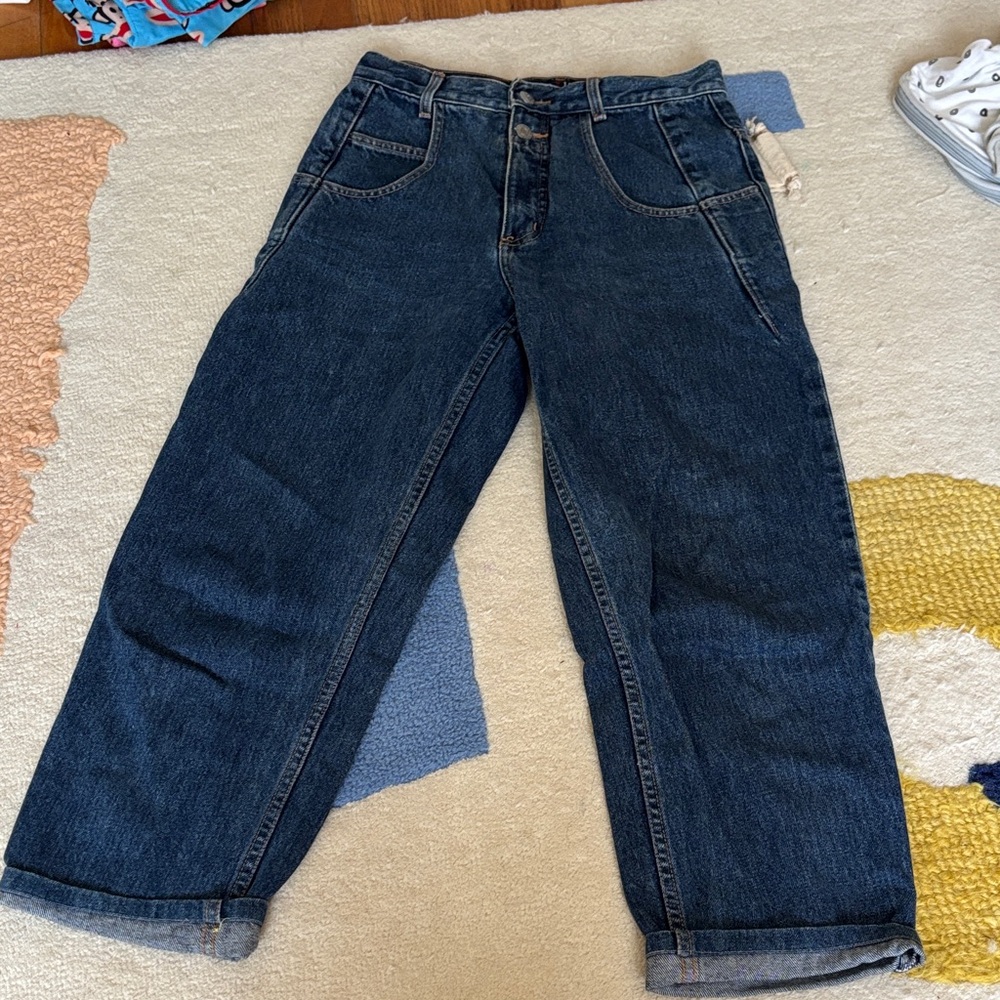 Dark Blue Wide-Leg tapered vintage GUESS jeans size 28